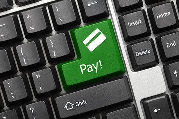 Conceptual keyboard - Pay (green key with credit card symbol)
