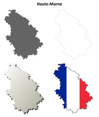 Obraz premium Haute-Marne (Champagne-Ardenne) outline map set
