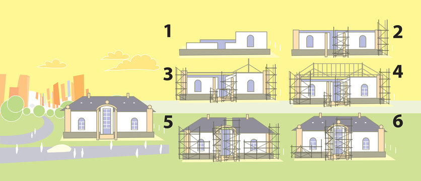 construction phase cottage. Vector