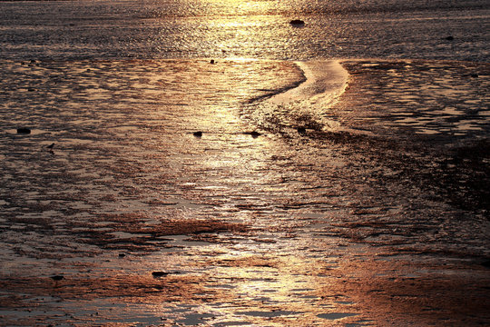 Ebbe bei Sonnenuntergang