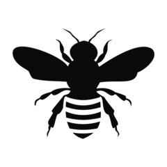 Black Bee Silhouette isolated on white background - illustration