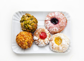 various Italian homemade cookies from the dough with almonds. pi