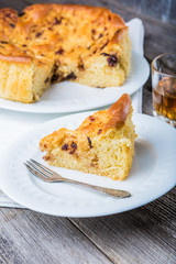 Homemade yeast cake with plum jam
