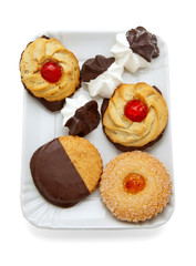 various Italian homemade cookies from the dough with almonds. ch