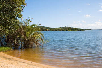 Fototapeta na wymiar Beach of Lake Nhambavale in Mozambique, East Africa.