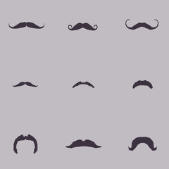 Vector Set of Mustache Silhouettes