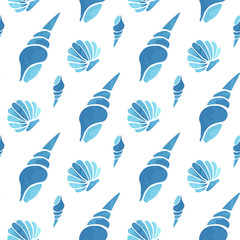 Fototapeta na wymiar Seashell vector seamless summer pattern
