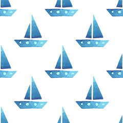 Vector boats seamless sea summer pattern