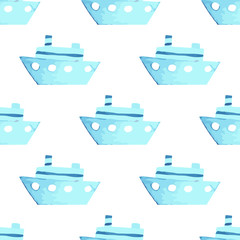 Vector boats seamless sea summer pattern