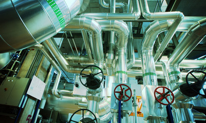 Industrial zone, Steel pipelines, valves and cables