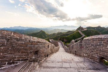 Great wall under sunshine during sunset