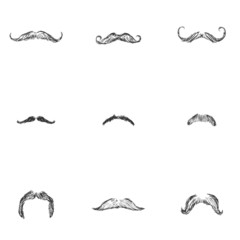Vector Set of Sketch Mustaches