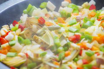 Cooking sliced vegetables