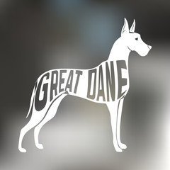 Creative design of great dane breed dog silhouette on colorful - obrazy, fototapety, plakaty