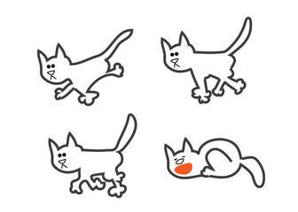 Drawing funny white сat cartoon. Vector