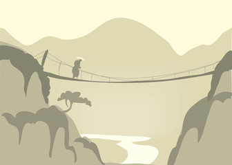 Сanyon. Gorge of the river in Southeast Asia. Vector