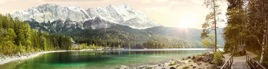Crédence de cuisine en verre imprimé Panoramique Panorama Zugspitze