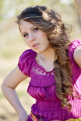 Naklejka premium young beautiful woman portrait outdoor
