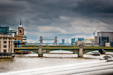 Fototapeta na wymiar a view of London bridge on a winter day
