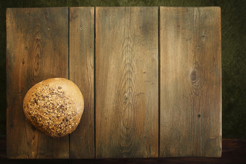 Bread on wooden kitchen table