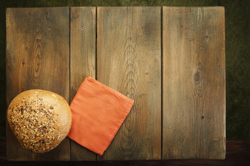 Cookbook background with bread and napkin