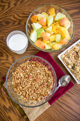 Homemade granola on wood table