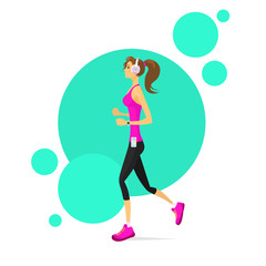 Sport Woman Run with Fitness Tracker Girl Runner Jogging