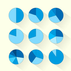 Finance Circle Pie Diagram Set Blue Business Infographic