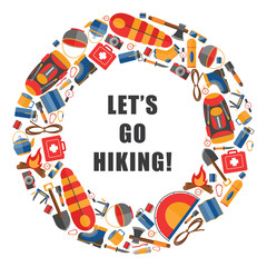 Vector illustration of camping and hiking equipment. 