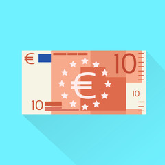 Euro Banknote Flat Design with Shadow Vector