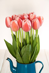 bouquet of tulips in jug