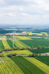 Fototapeta na wymiar aerial view of wind turbine on a field