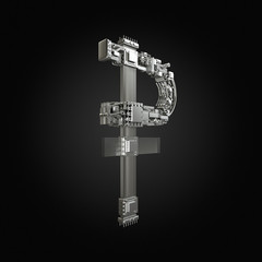 Business concept. Dollar currency symbol of microchips  