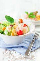 Healthy salad with shrimps