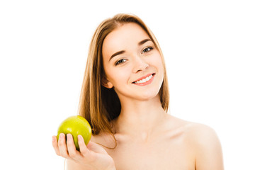 beautiful woman with apple