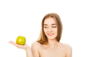 Obraz na płótnie Canvas beautiful woman with apple