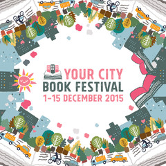 Book Festival card concept, vector Illustration