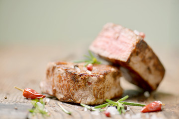 Succulent fillet steak and roast vegetables