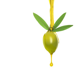 Olive with drops of oil 