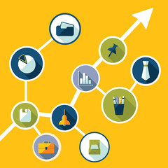 Flat concept, set modern design with shadow office icons