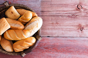 Bread basket filled with fresh rolls