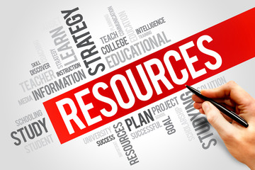 RESOURCES word cloud, education concept
