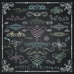 Vector Chalk Drawing Vintage Hand Drawn Swirls Collection