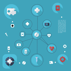 Flat concept, set modern design with shadow