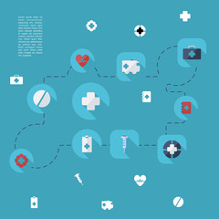 Flat concept, set modern design with shadow