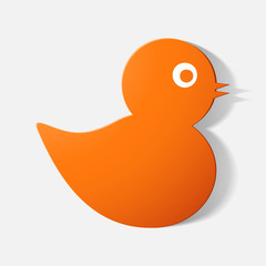 Paper clipped sticker: baby duck