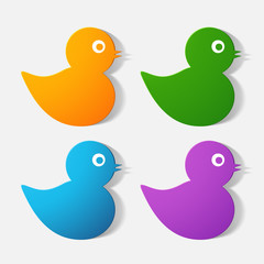 Paper clipped sticker: baby duck