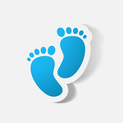 Paper clipped sticker: Footprint symbol.