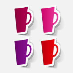 Paper clipped sticker: Coffee Cup Isolated