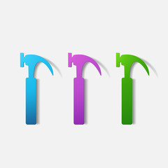 Paper clipped sticker: construction hammer